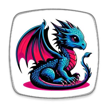 Dragon - Square fridge magnet - white - Front