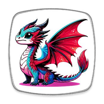 Drache - Viereckiger Kühlschrankmagnet - Weiß - Vorne