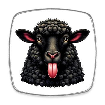 Rebellious family black sheep makes tongue - Square fridge magnet - white - Front