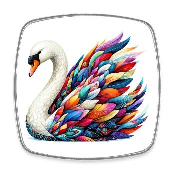 Schwan - Viereckiger Kühlschrankmagnet - Weiß - Vorne