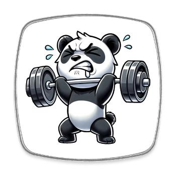 Angestrengter Panda Gewichtheber Workout Fitness - Viereckiger Kühlschrankmagnet - Weiß - Vorne