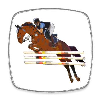 Rider with his horse jumping - Square fridge magnet - white - Front