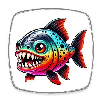 Piranha - Square fridge magnet - white - Front