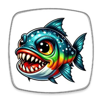 Piranha - Square fridge magnet - white - Front