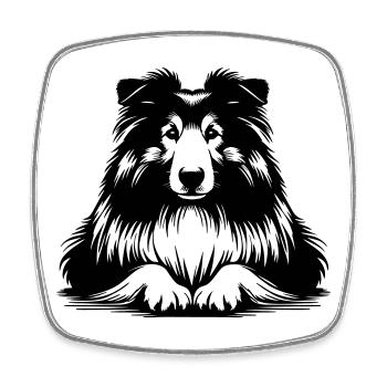 Collie - Viereckiger Kühlschrankmagnet - Weiß - Vorne