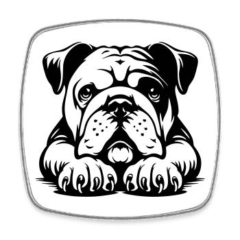 Tête de bouledogue anglais avec pattes - Magnet carré - blanc - Devant