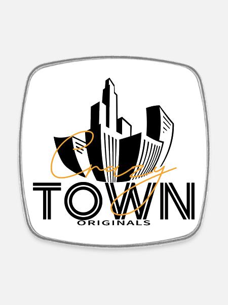 Crazy Town - Square fridge magnet - white