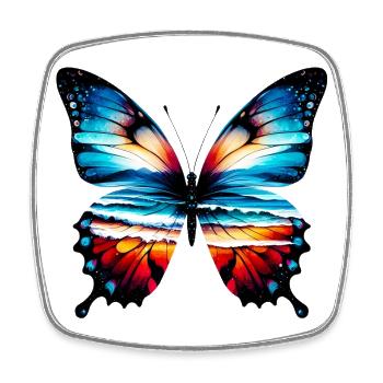 Papillon - Magnet carré - blanc - Devant