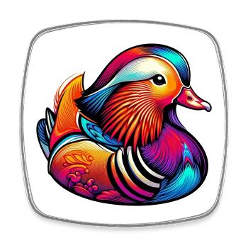 Mandarin duck - Square fridge magnet - white - Front