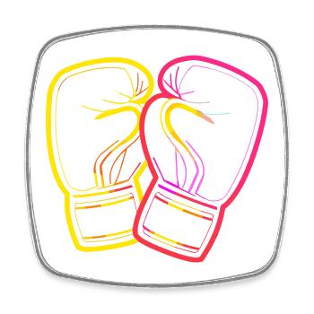 Dessin de gants de boxe - Magnet carré - blanc - Devant