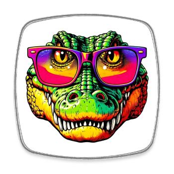 Alligatorkrokodil mit Sonnenbrille - Viereckiger Kühlschrankmagnet - Weiß - Vorne
