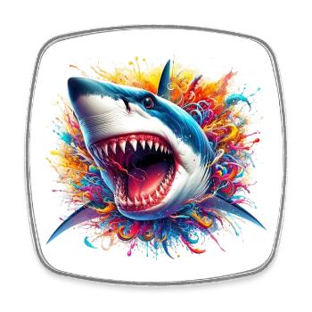 Requin - Magnet carré - blanc - Devant