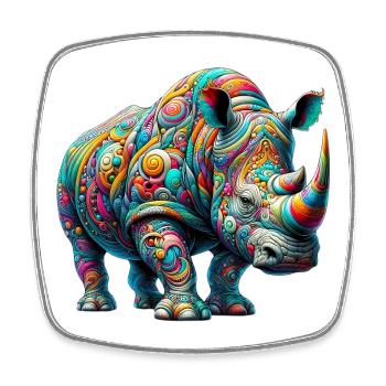 Rhinoceros - Square fridge magnet - white - Front