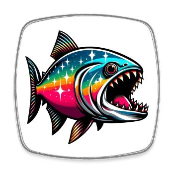 Piranha - Magnet carré - blanc - Devant