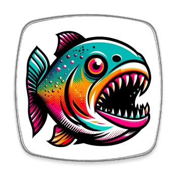 Piranha - Square fridge magnet - white - Front