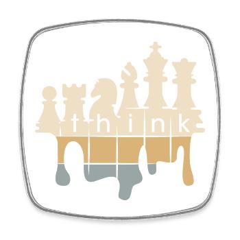 Chess retro graffiti think chess pieces icon - Square fridge magnet - white - Front