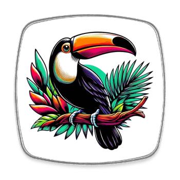 Toucan - Magnet carré - blanc - Devant