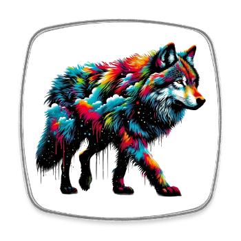 Wolf - Square fridge magnet - white - Front