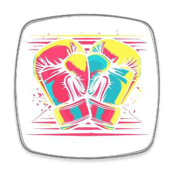 Boxhandschuhe Comic Look - Viereckiger Kühlschrankmagnet - Weiß - Vorne