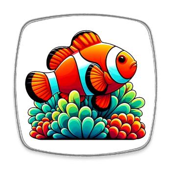Clownfish - Square fridge magnet - white - Front