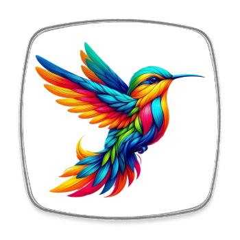Kolibri - Viereckiger Kühlschrankmagnet - Weiß - Vorne