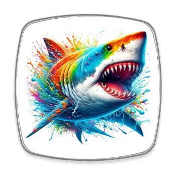 Requin - Magnet carré - blanc - Devant