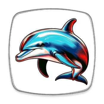 Delfin - Viereckiger Kühlschrankmagnet - Weiß - Vorne