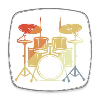 Drum Set Vintage Look - Viereckiger Kühlschrankmagnet - Weiß - Vorne
