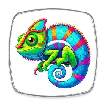 Caméléon - Magnet carré - blanc - Devant