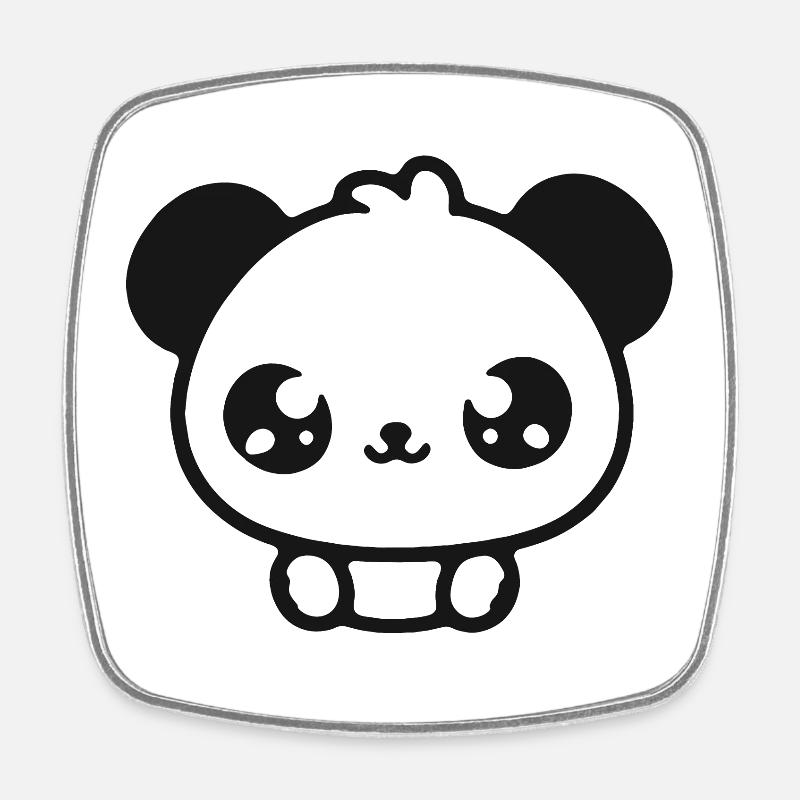 Cuddly Panda Head Illustration - Square fridge magnet - white