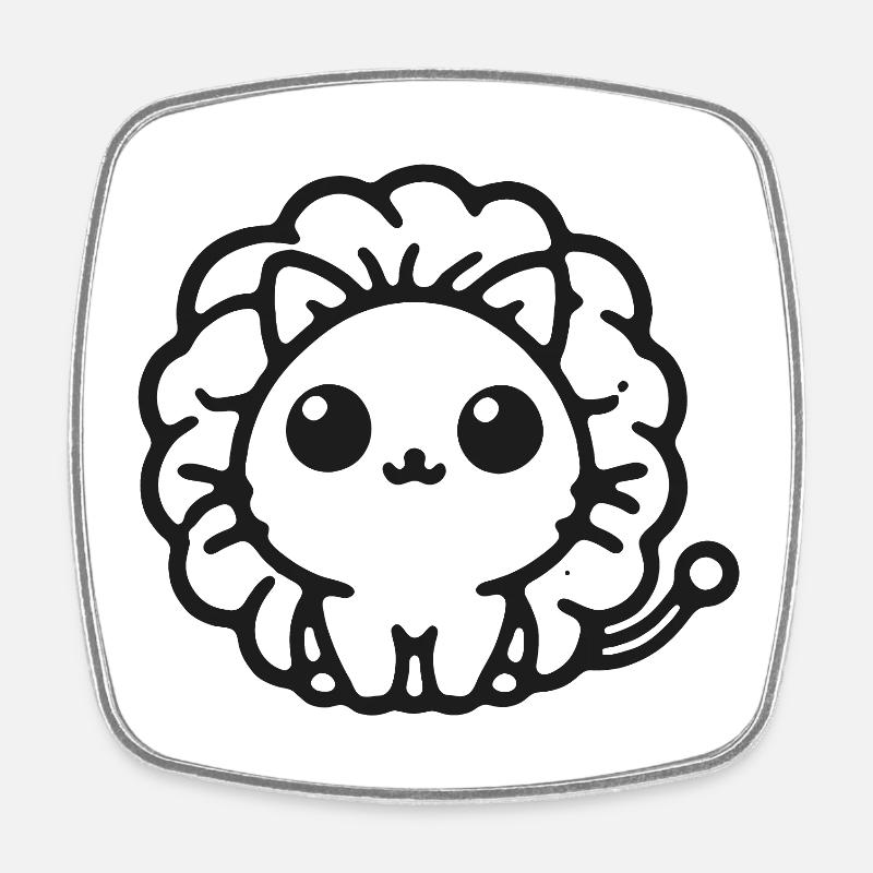 Cuddly lion ball illustration - Square fridge magnet - white