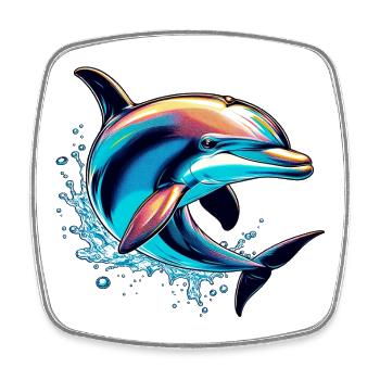 Delfin - Viereckiger Kühlschrankmagnet - Weiß - Vorne