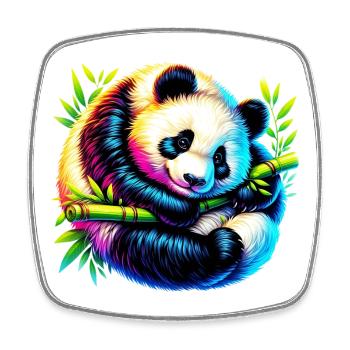 Panda - Viereckiger Kühlschrankmagnet - Weiß - Vorne