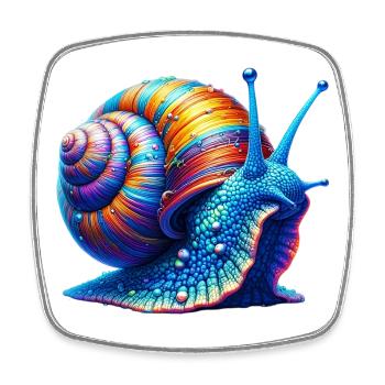 Schnecke - Viereckiger Kühlschrankmagnet - Weiß - Vorne