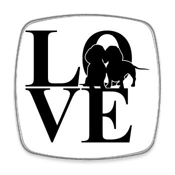 Two Dachshund Love Dog Motif - Square fridge magnet - white - Front