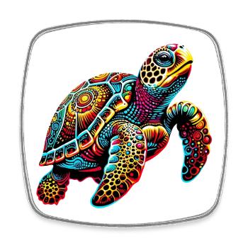 Tortue - Magnet carré - blanc - Devant