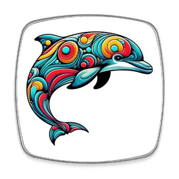 Delfin - Viereckiger Kühlschrankmagnet - Weiß - Vorne