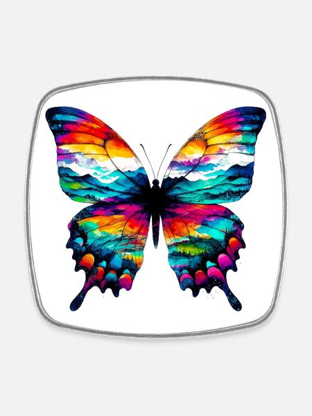 Butterfly - Square fridge magnet - white