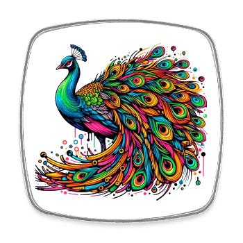 Peacock - Square fridge magnet - white - Front