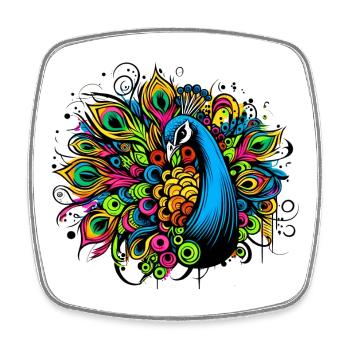 Peacock - Square fridge magnet - white - Front