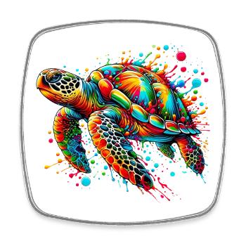 Turtle - Square fridge magnet - white - Front