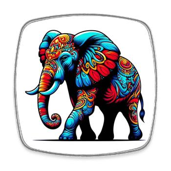 Éléphant - Magnet carré - blanc - Devant