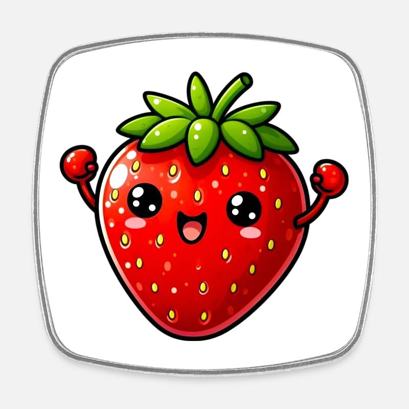 Erdbeeren Erdbeeren - Viereckiger Kühlschrankmagnet - Weiß