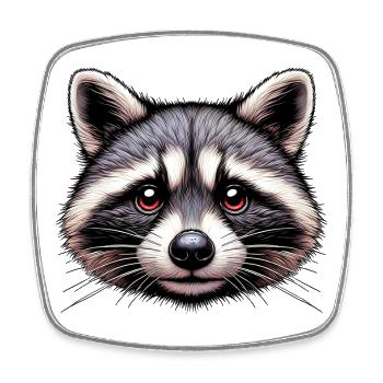 Waschbär - Viereckiger Kühlschrankmagnet - Weiß - Vorne