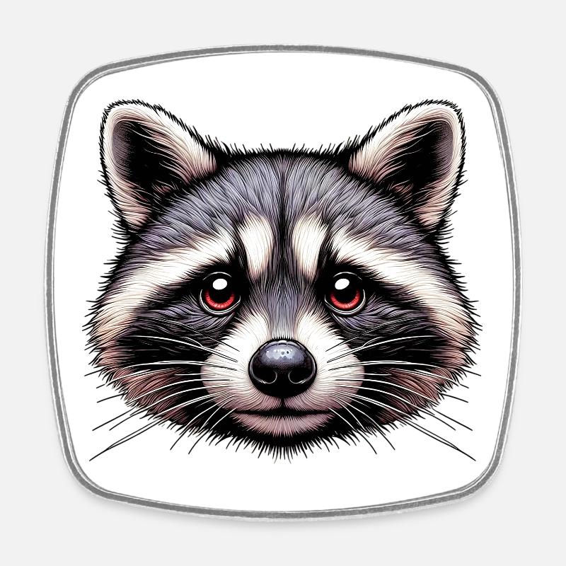 Waschbär - Viereckiger Kühlschrankmagnet - Weiß