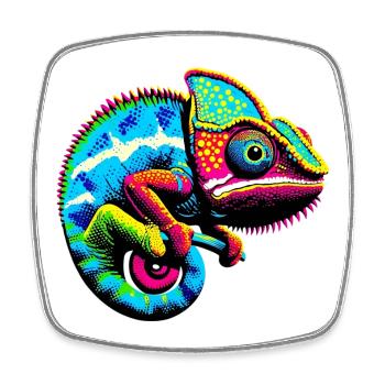 Chameleon - Square fridge magnet - white - Front