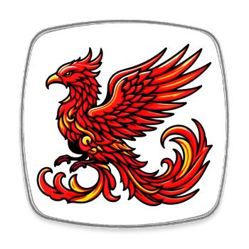 Red Phoenix - Square fridge magnet - white - Front