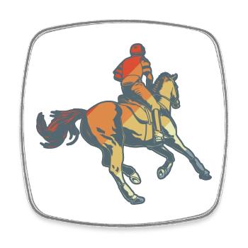 Équitation - Magnet carré - blanc - Devant