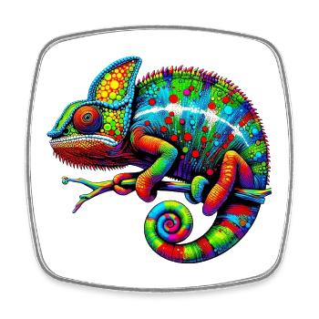 Chameleon - Square fridge magnet - white - Front