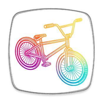 Regenbogen Geometrisches Fahrrad Illustration - Viereckiger Kühlschrankmagnet - Weiß - Vorne
